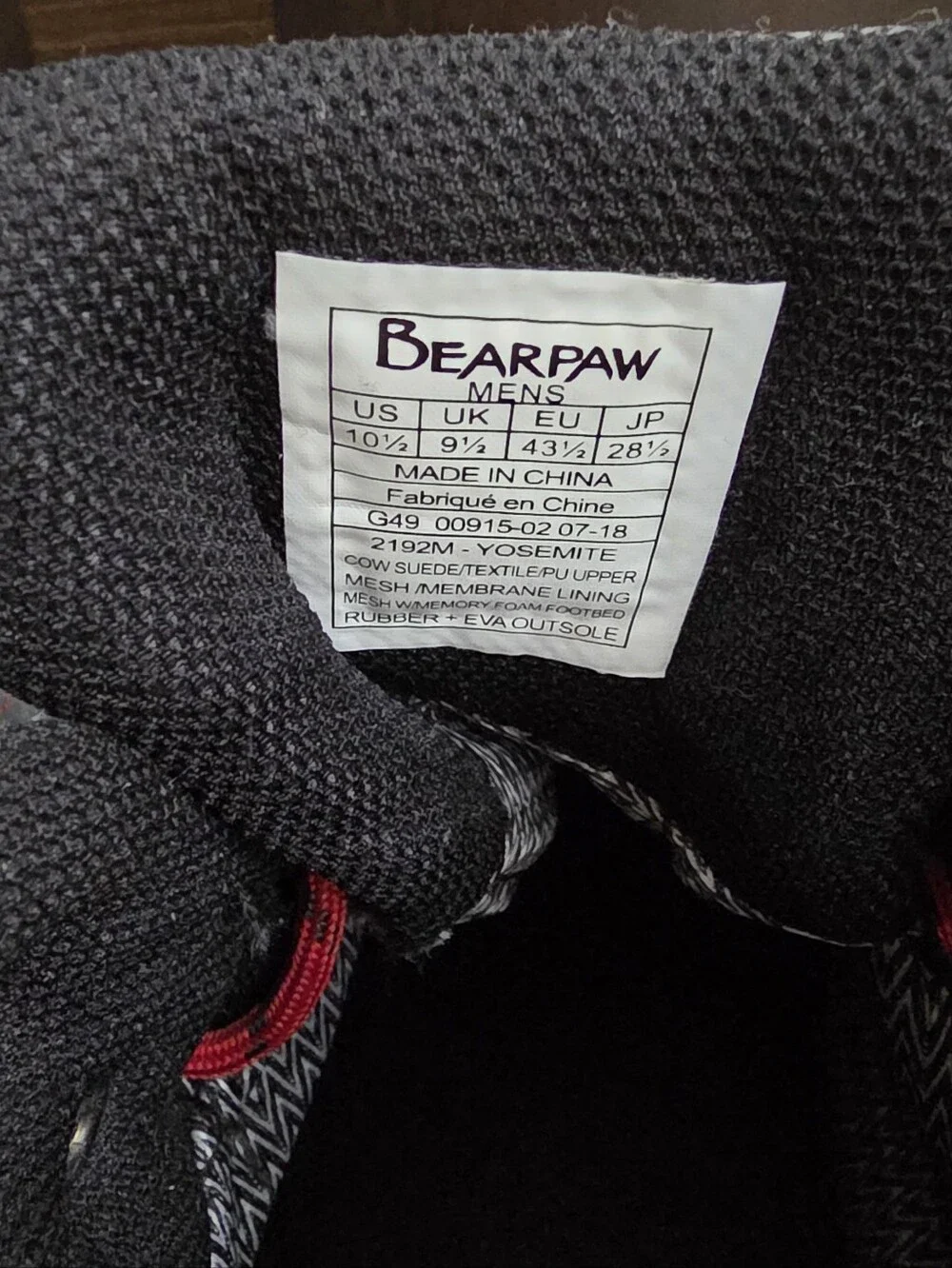 BearPaw Men's Black Boots with Red Laces and Blue Trim